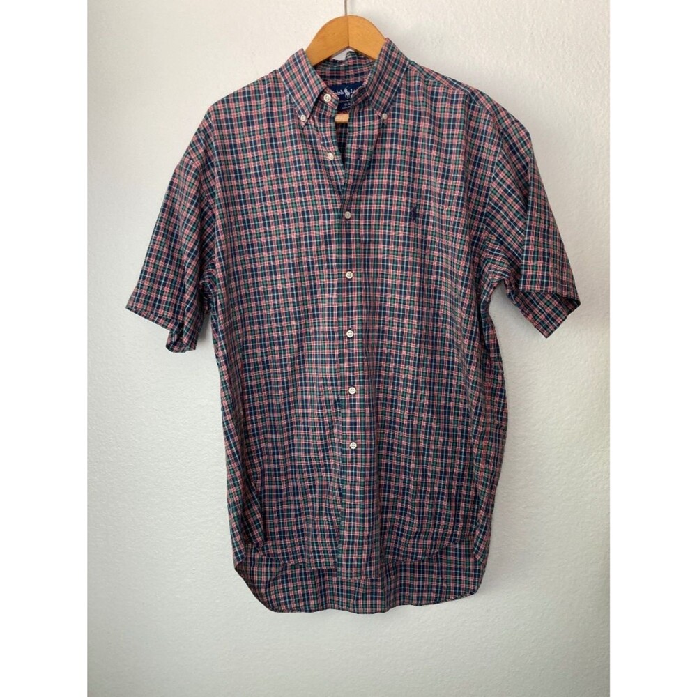Ralph Lauren 100% Cotton Blake Medium Button Front Shirt Short Sleeve